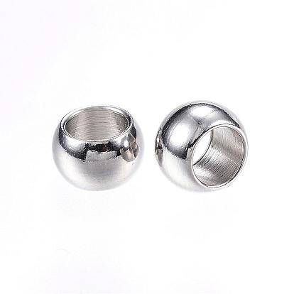 201 Stainless Steel Beads, Rondelle, Large Hole Beads