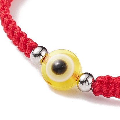 Bracelet de perles tressées en résine mauvais œil, bracelet réglable pour enfant
