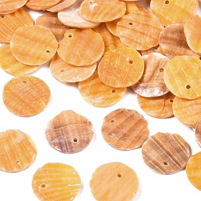 Natural Scallop Shell Beads, Sea Shell Beads, Dyed, Flat Round