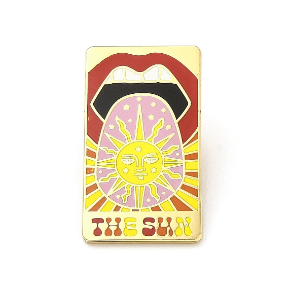 Солнце с эмалевыми штифтами для губ, прямоугольный значок из золотого сплава для рюкзака