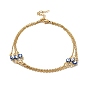304 Stainless Steel Curb Chains Triple Layered Anklet, Enamel Evil Eye Links Anklet for Women