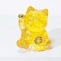 Decoraciones de exhibición artesanales de resina y chips de piedras preciosas, figura de gato de la suerte, para el hogar adorno de feng shui