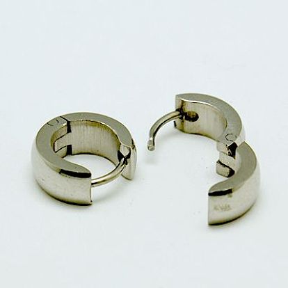 Fashion 304 Stainless Steel Huggie Hoop Earrings, Hypoallergenic Earrings, Thick Hoop Earrings, 12~13x13~13.5x6.5~9mm, Pin: 0.8mm