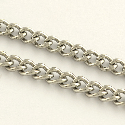 304 de acero inoxidable cadenas del encintado, con carrete, sin soldar cadenas retorcidas, 6x4.5x1.2 mm, aproximadamente 82.02 pies (25 m) / rollo