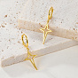 925 Sterling Silver Dangle Hoop Earrings for Women, Hollow Star, with S925 Stamp