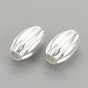925 Sterling Silver Corrugated Beads, Oval