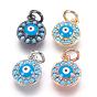 Brass Micro Pave Cubic Zirconia Charms, Evil Eye