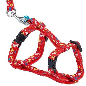 Gorgecraft 1Pc Polyester Cat Harness Belt Traction Rope, with Plastic Adjuster, Alloy Clasp and Brass Bell, Pet Supplies