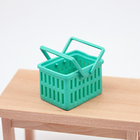 Plastic Shopping Basket Model, Micro Landscape Home Dollhouse Accessories, Pretending Prop Decorations