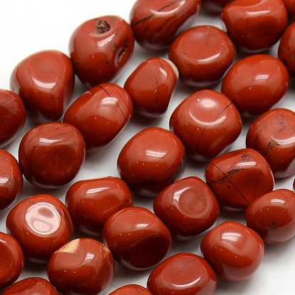 Nuggets Natural Red Jasper Beads Strands, Tumbled Stone, 10~12x8~12mm, Hole: 1mm, about 36pcs/strand, 16.1 inch