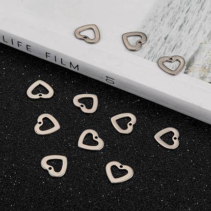 Handmade Gifts Ideas for Valentines Day 201 Stainless Steel Open Heart Pendants, Hollow, 11x10x1mm, Hole: 1mm