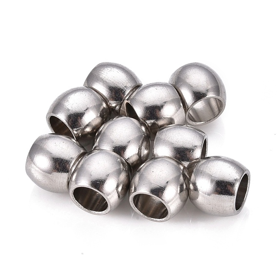 201 acier inoxydable perles européennes, Perles avec un grand trou   , baril