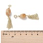 Natural Red Aventurine Pendant Decorations, with Tassels and Rack Plating Brass Spring Ring Clasps, Oval