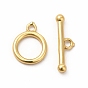 Rack Plating Eco-Friendly Brass Toggle Clasps, Long-Lasting Plated, Lead Free & Cadmium Free, Ring