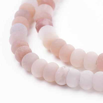 Perlas naturales de color rosa aventurina hebras, esmerilado, Rondana plana