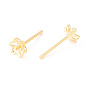 925 Sterling Silver Stud Earring Findings, for Half Drilled Beads, Flower