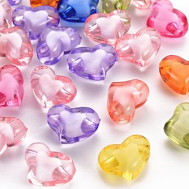 Transparent Acrylic Beads, Bead in Bead, Heart