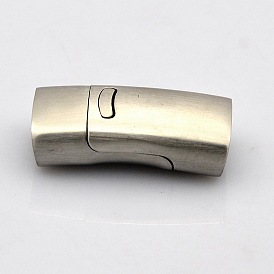 Rectangle 304 Stainless Steel Matte Magnetic Necklace Clasps, with Glue-in Ends, 24x12.5x7.5mm, Hole: 5x10mm