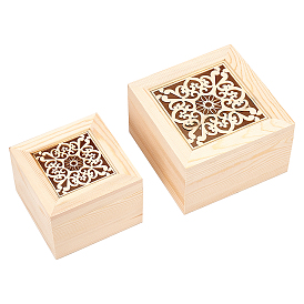 Boîte en bois olycraft platane, bouton pression, fenêtre visuelle, carrée