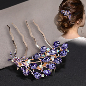 Chic Rhinestone Hair Clip for Women - Elegant Bun Maker and Hair Accessory