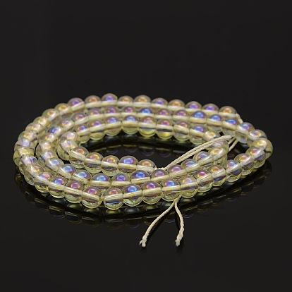 AB Color Plated Glass Round Beads Strands