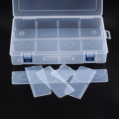 Récipients de stockage de perles en matière plastique, 10 compartiments, rectangle, 20x30x6.3 cm