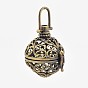 Vintage Filigree Round Brass Cage Pendants, For Chime Ball Pendant Necklaces Making, 43mm, 32x29x25mm, Hole: 7x10mm