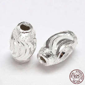 Perles texturées ovales 925 en argent sterling avec coupe fantaisie