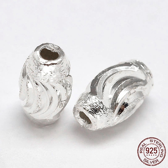 Fancy Cut Oval 925 Sterling Silver Textured Beads
