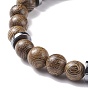 Эластичный браслет из натурального дерева и синтетического гематита с драгоценными камнями, украшения для йоги для женщин