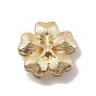 Cabochons de aleación, con diamantes de imitación de cristal, oro claro, flor