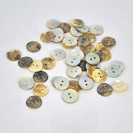 Botones de concha de ostra perla, plano y redondo