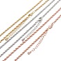 Brass Rope Chain Necklaces, Long-Lasting Plated
