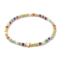 Glass Seed Bead Beaded Bracelets for Women, Brass Beads Stretch Bracelets