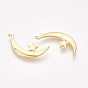 Brass Pendants, Nickel Free, Real 18K Gold Plated, Moon and Star