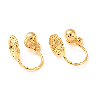 Brass Clip-on Earring Converters Findings, with Spiral Pad and Loop, for Non-pierced Ears