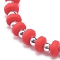 Bracelet extensible en argile polymère et perles en plastique avec breloques fruits pour femme