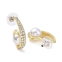 Spiral with Imitation Pearl Beads Stud Earrings, Crystal Rhinestone Earrings with 925 Sterling Silver Pin for Women