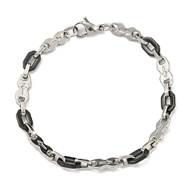 Two Tone 304 Stainless Steel Oval & Cross Link Chain Bracelet