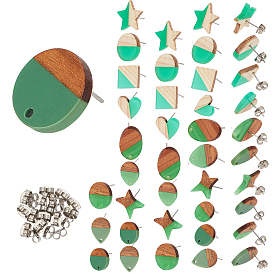 Наборы для изготовления двухцветных сережек Pandahall Elite Diy, включая 5парные серьги-гвоздики из смолы и дерева и 5парные фурнитуры для сережек-гвоздиков, 20 шт. 304 гайки ушные из нержавеющей стали