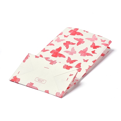 Bolsas de papel kraft, sin manija, bolsa de golosinas envuelta para cumpleaños, baby showers, rectángulo con el patrón de mariposa