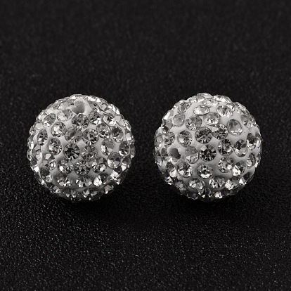 Est perles strass moyennes, perles de boule pave disco , avec de l'argile polymère, la moitié foré, ronde