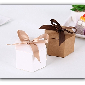 Paper Jewelry Box, with Polyester Ribbon, Hexagon