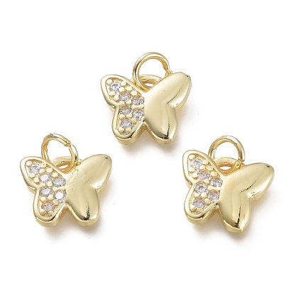 Cubic Zirconia Pendants, with Brass Finding, Butterfly