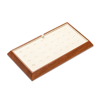 Rectangle Wood Pesentation Jewelry Round Beads Display Tray, Covered with Microfiber, Coin Stone Organizer