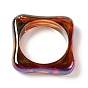 Opaque Acrylic Linking Rings, Irregular Square with Inner Round, AB Color Plated