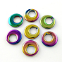 Non-magnetic Synthetic Hematite Pendants, Half Drilled, Grade A, Multi-color Plated, Donut, 29x4mm, Half Drilled Hole: 1mm