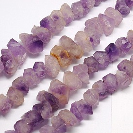 Natural Amethyst Beads Strands, Nuggets, 15~26x7~13x10~15mm, Hole: 1mm, about 41pcs/strand, 15.7 inch