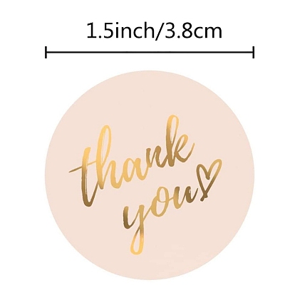 4 Colors Thank You Stickers Roll, Round Paper Adhesive Labels, Decorative Sealing Stickers for Christmas Gifts, Wedding, Party