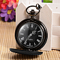 Openable Flat Round Alloy Pendant Pocket Watches, Quartz Watches, with Iron Chains, 355mm, Watch Head: 57x41x14mm, Watch Face: 32mm